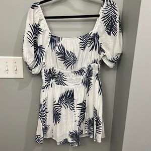 White and Blue Floral Romper